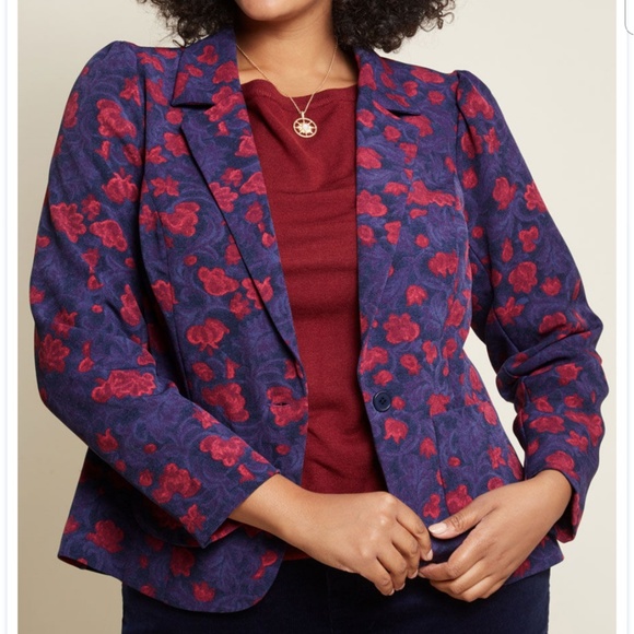 Modcloth Jackets & Blazers - Modcloth | Navy and Pink Peplum Blazer